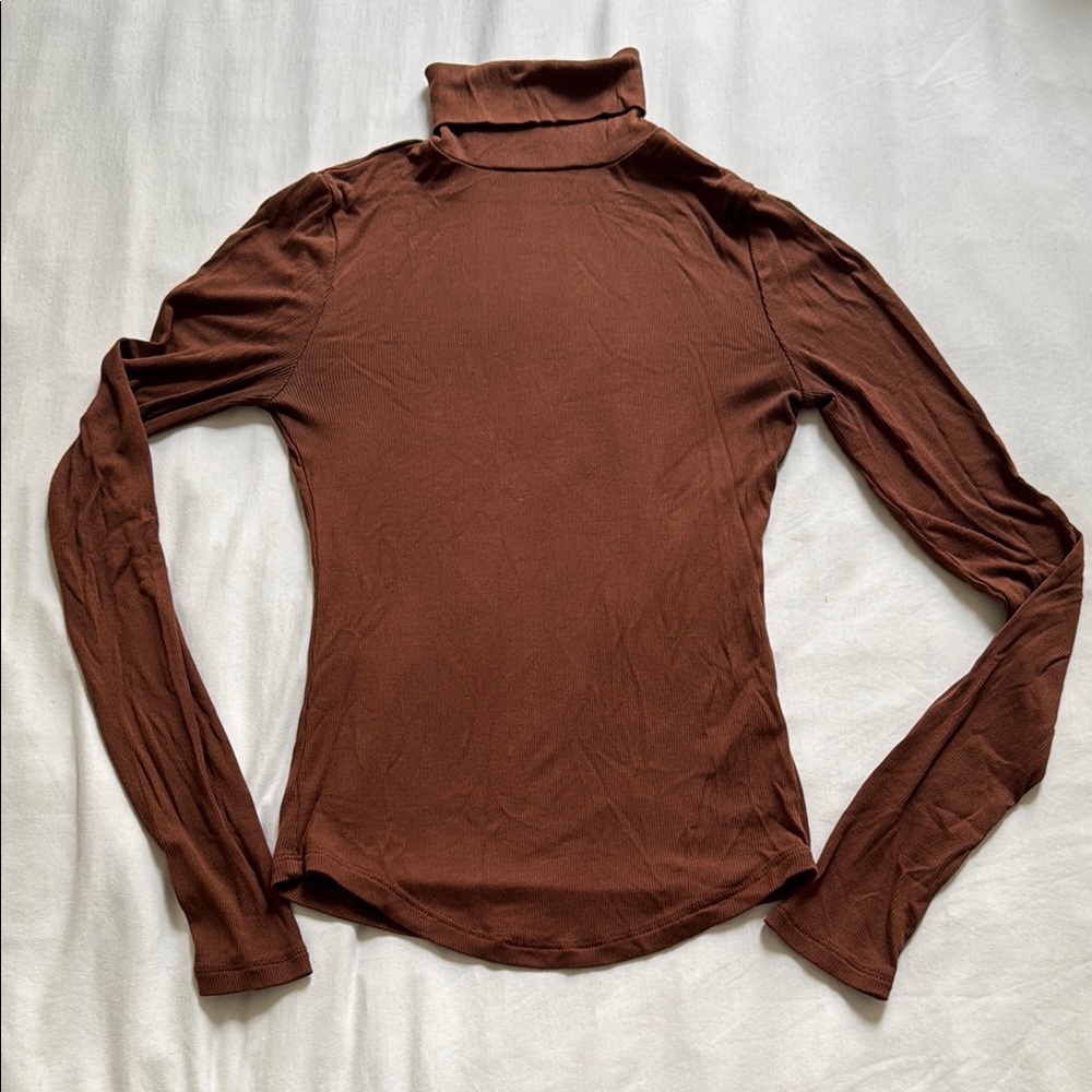 Aritzia Sunday best Brown Turtleneck Long Sleeve Top